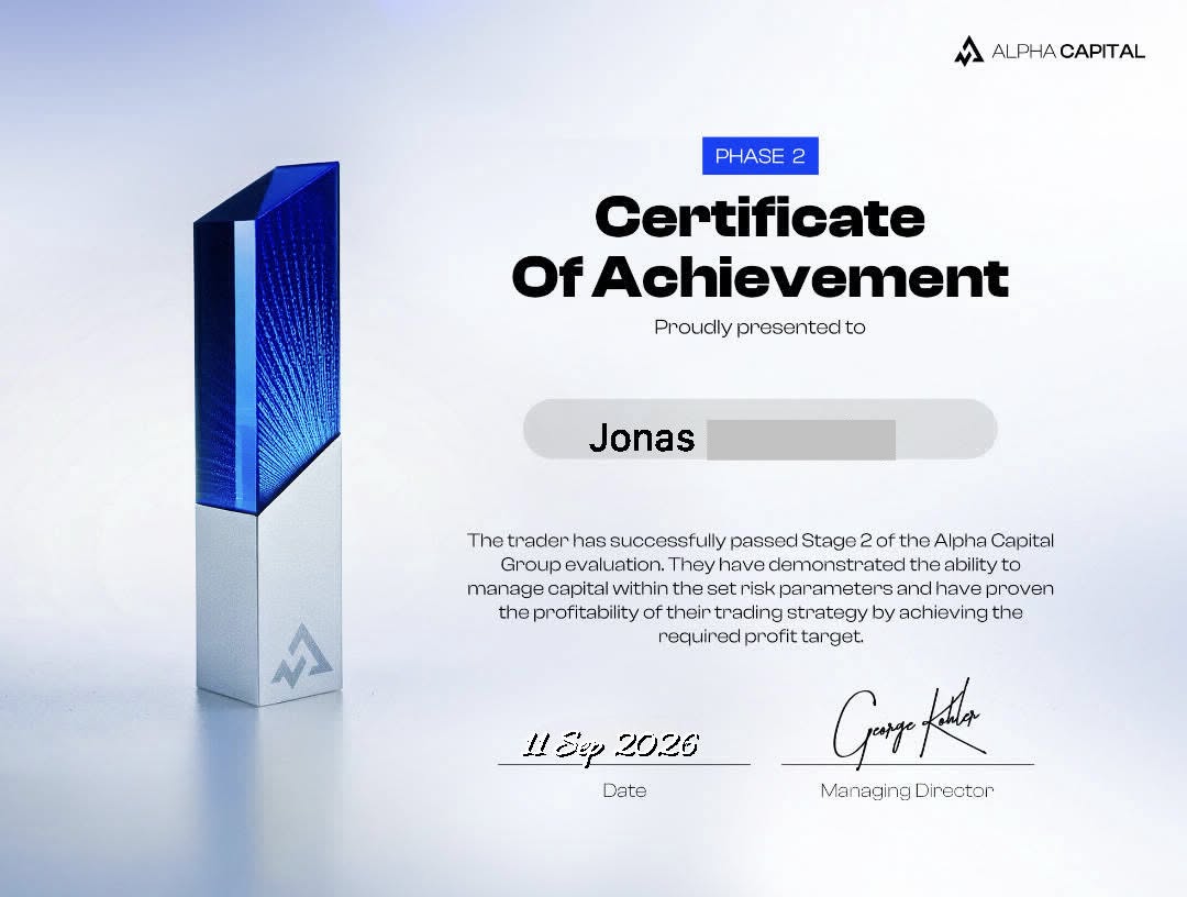 Alpha Capital-Zertifikat (Bestanden) über Phase 2 für Joas, 11.09.2026